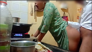 Sexy Indian wife gets intimate while preparing food